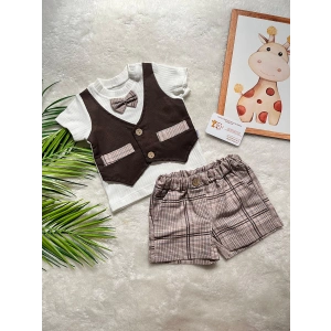 PAPYONLU ÜST DETAYLI ŞORTLU TAKIM