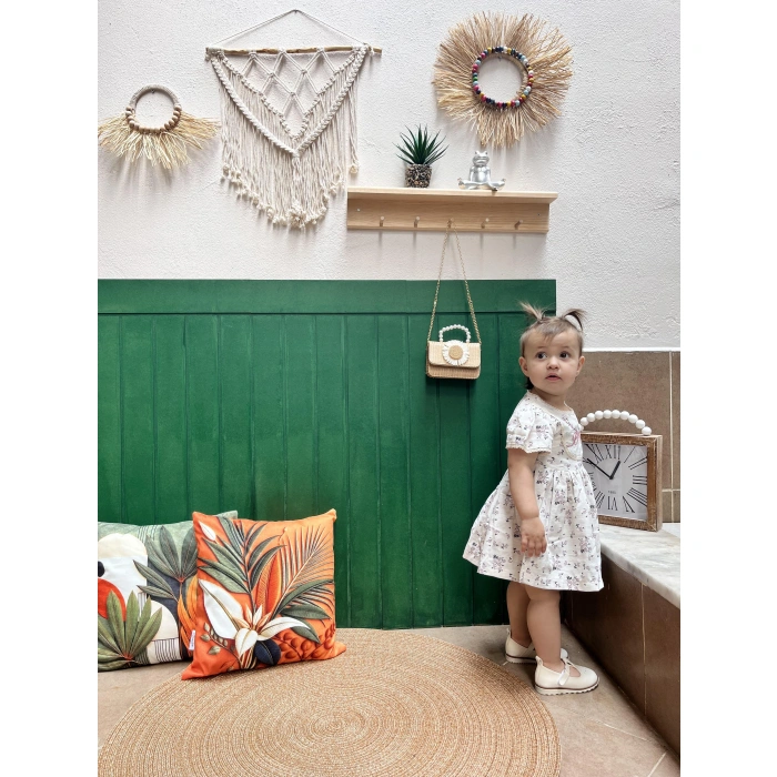 AMELİA BRODELİ NAKIŞLI KETEN ELBİSE