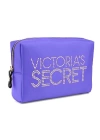 Victorias Secret Mor Renk Işıltılı Logo Baskılı Küçük Boy Kumaş Makyaj Çantası