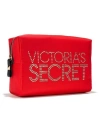 Victorias Secret Işıltılı Logo Baskılı Turuncu Renk Kumaş Makyaj Çantası Küçük Boy