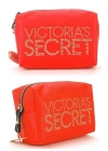 Victorias Secret Işıltılı Logo Baskılı Turuncu Renk Kumaş Makyaj Çantası Küçük Boy