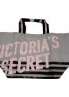 Victorias Secret Vs Büyük Boy Logo Yazı Detaylı Gri Seyahat Çantası Gri