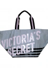 Victorias Secret Vs Büyük Boy Logo Yazı Detaylı Gri Seyahat Çantası Gri