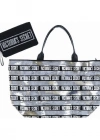 Victorias Secret Vs Gümüş Pullu Payet İşlemeli Carryall Tote & Mini Clutch Set Gümüş - Siyah