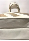 Victorias Secret Vs Krem Gold Çizgi Desenli Kanvas Tote Omuz Çantası Altın