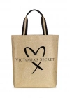 Victorias Secret Vs Official Fashion Show Glamour Glitter Gold Tote With Heart Logo Altın