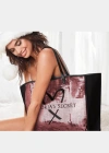 Victorias Secret Vs Payet İşlemeli Pembe Pullu Kalp Logolu Kanvas Çanta Pembe - Siyah