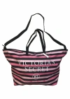 Victorias Secret Vs Simli Siyah Pembe Çizgili Askılı Duffle Carryall Tote Siyah