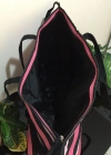 Victorias Secret Vs Simli Siyah Pembe Çizgili Askılı Duffle Carryall Tote Siyah