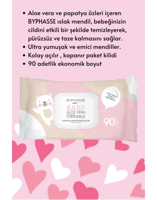 Byphasse Bebekler İçin Islak Temizleme Mendili Hassas Cilt 90 adet