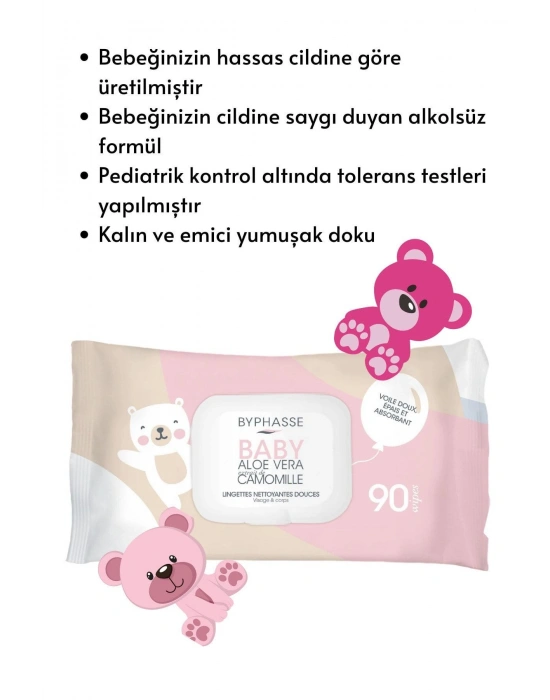 Byphasse Bebekler İçin Islak Temizleme Mendili Hassas Cilt 90 adet