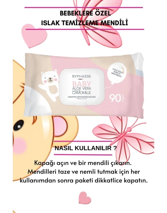Byphasse Bebekler İçin Islak Temizleme Mendili Hassas Cilt 90 adet