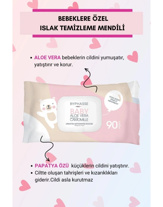 Byphasse Bebekler İçin Islak Temizleme Mendili Hassas Cilt 90 adet