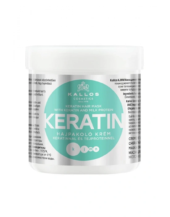 Kallos Cosmetics Keratinli Ve Süt Proteinli Keratin 500ml Saç Maskesi Kuru, Hasarlı, Kimyasal Işlem Görmüş Saçlar