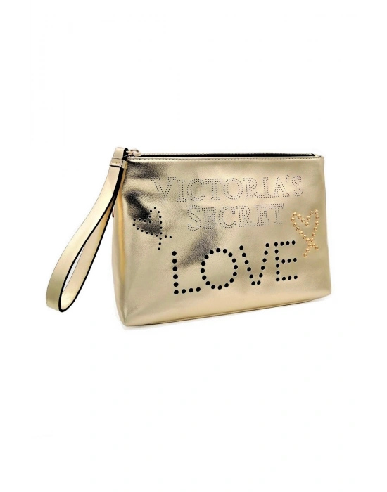 Victorias Secret Kadın Gold Vs Love Printed El Tutamaklı Portföy Çanta