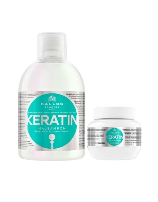 Kallos Cosmetics Keratin 1000ml Şampuan + Keratin 275ml Saç Maskesi