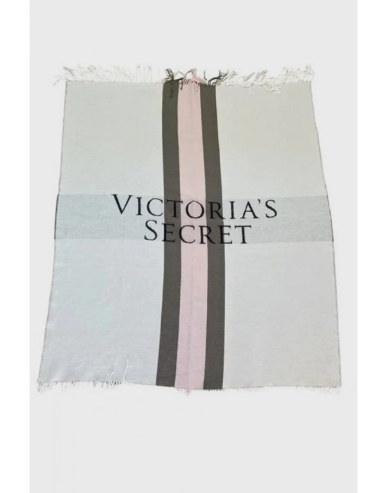Victorias Secret Logo Yazılı Kaşmir Dokulu Tek Kişilik Pembe Şal Battaniye