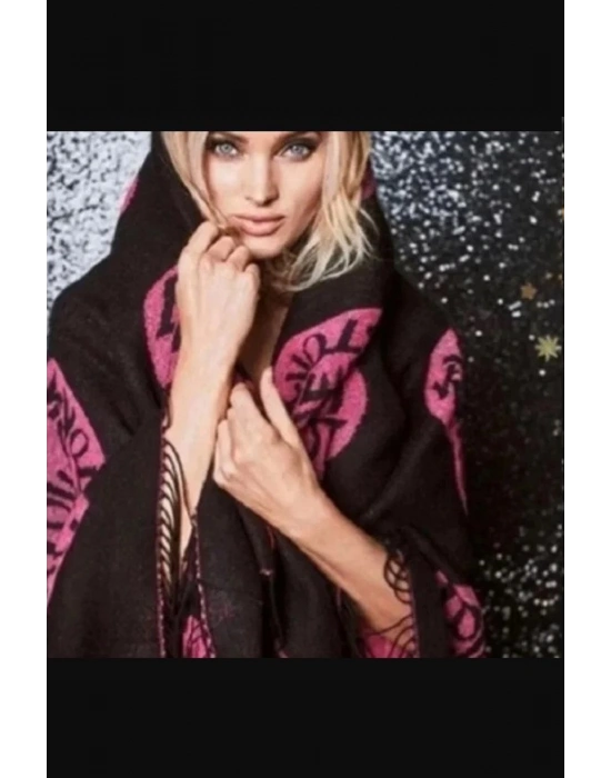 Victorias Secret Kalp Detaylı Kaşmir Dokulu Kalp Detaylı Siyah Şal