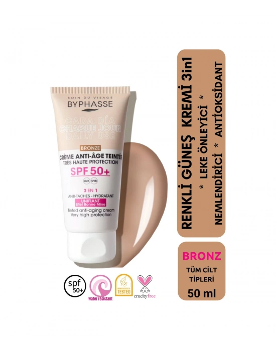 Byphasse  3ü 1 Arada Renkli Güneş Kremi Bronz SPF50+ 50 ML