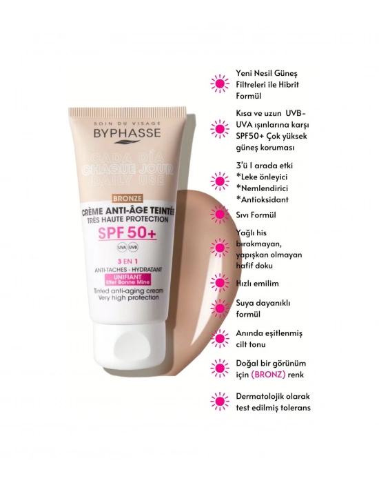 Byphasse  3ü 1 Arada Renkli Güneş Kremi Bronz SPF50+ 50 ML