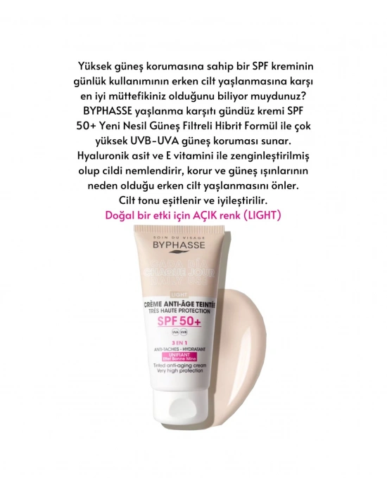 Byphasse  3ü 1 Arada Renkli Güneş Kremi Light SPF50+ 50 ML