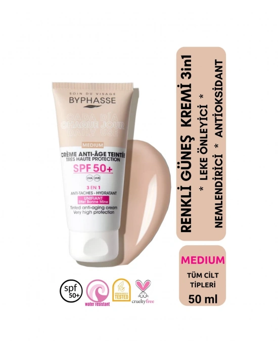 Byphasse  3ü 1 Arada Renkli Güneş Kremi Medium SPF50+ 50 ML