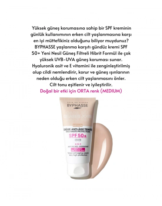 Byphasse  3ü 1 Arada Renkli Güneş Kremi Medium SPF50+ 50 ML