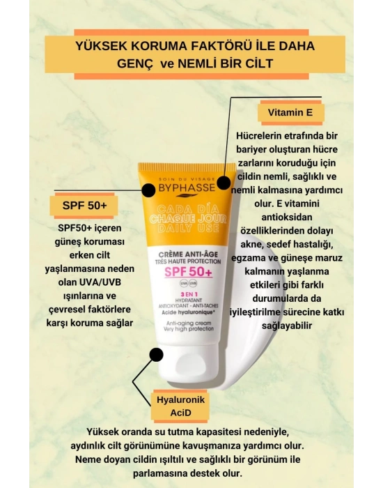 Byphasse  3ü 1 Arada Renkli Güneş Kremi SPF50+ 50 ML