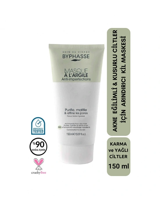 Byphasse Akneye Eğilimli Gözenekli Ciltler İçin Arındırıcı Kil Maskesi 150 ML