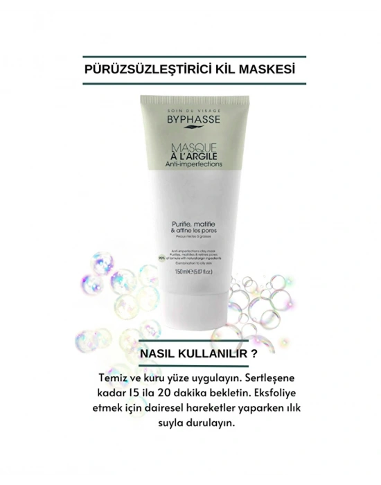 Byphasse Akneye Eğilimli Gözenekli Ciltler İçin Arındırıcı Kil Maskesi 150 ML
