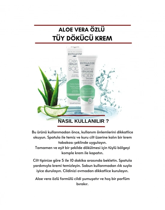 Byphasse Aloe Vera Özlü Tüy Dökücü Krem 125 ML