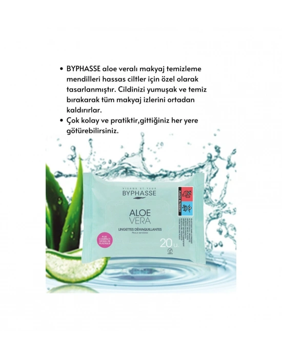 Byphasse Aloe Veralı Makyaj Temizleme Mendili Hassas Ciltler 20li