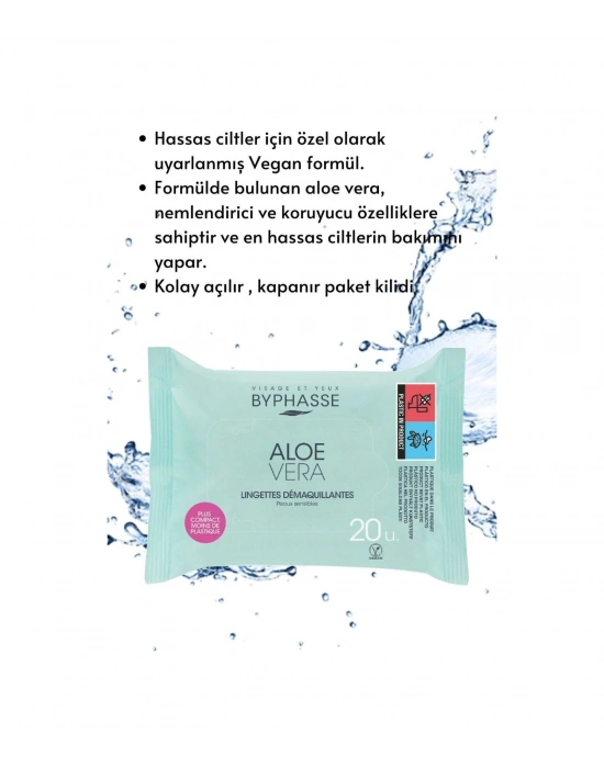 Byphasse Aloe Veralı Makyaj Temizleme Mendili Hassas Ciltler 20li