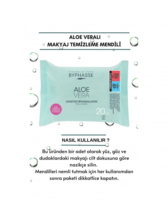 Byphasse Aloe Veralı Makyaj Temizleme Mendili Hassas Ciltler 20li