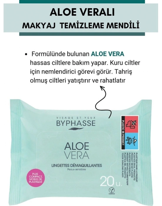 Byphasse Aloe Veralı Makyaj Temizleme Mendili Hassas Ciltler 20li