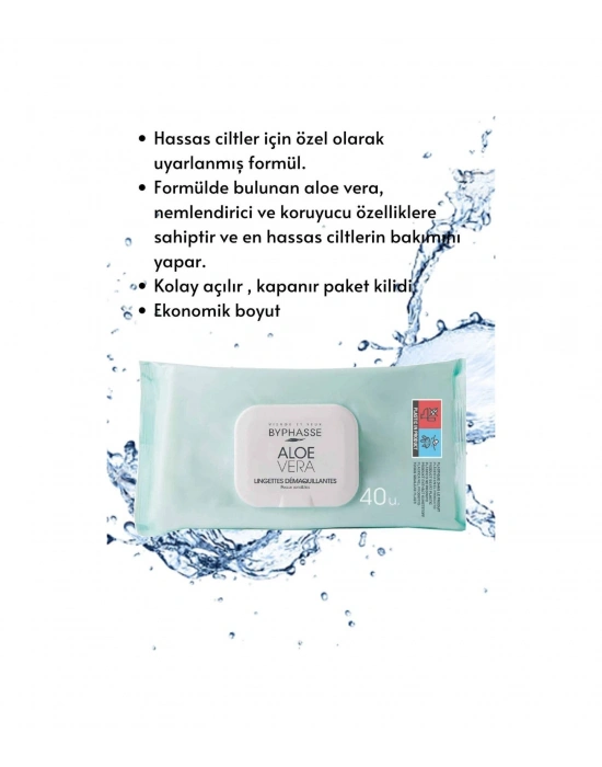 Byphasse Aloe Veralı Makyaj Temizleme Mendili Hassas Ciltler 40lı