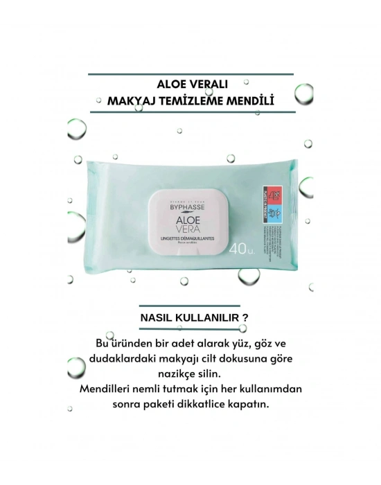 Byphasse Aloe Veralı Makyaj Temizleme Mendili Hassas Ciltler 40lı