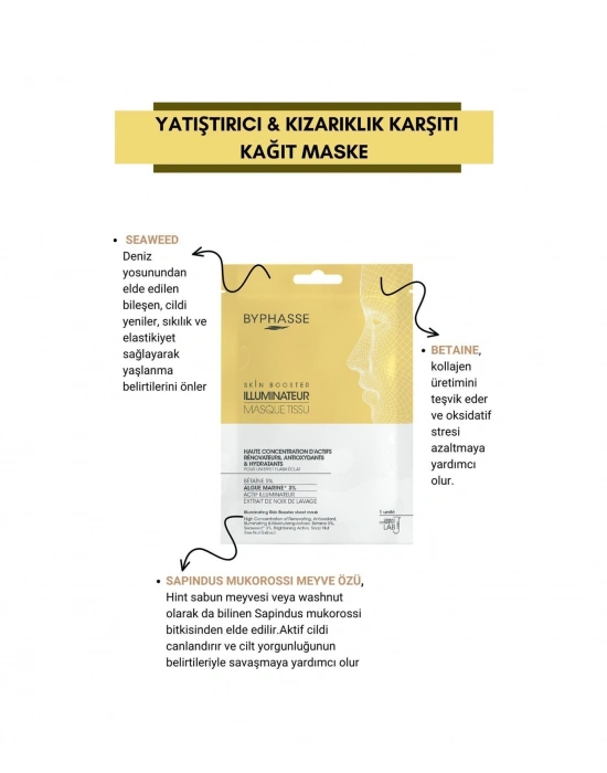 Byphasse Aydınlatıcı Ve Işıltı Verici Skin Booster Kağıt Yüz Maskesi