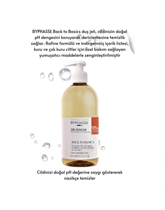 Byphasse Back To Basics Rafine Duş Jeli Kuru Ve Çok Kuru Cilt Tipleri 750 ML