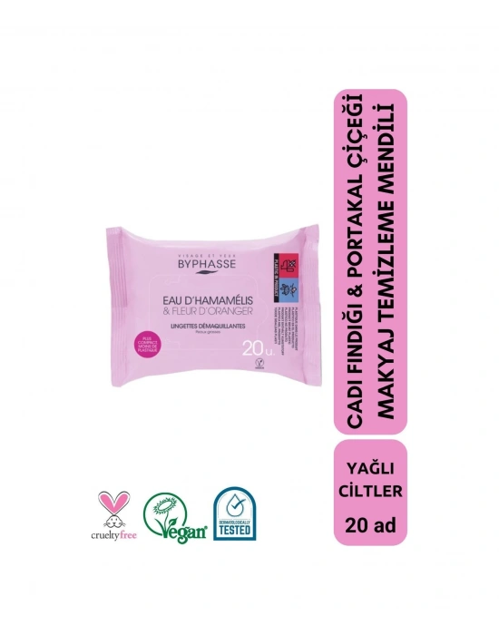 Byphasse Cadı Fındığı Ve Portakal Çiçeği Özlü Makyaj Temizleme Mendili Yağlı Ciltler 20li