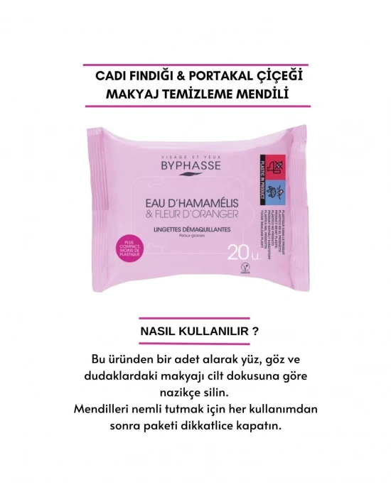 Byphasse Cadı Fındığı Ve Portakal Çiçeği Özlü Makyaj Temizleme Mendili Yağlı Ciltler 20li