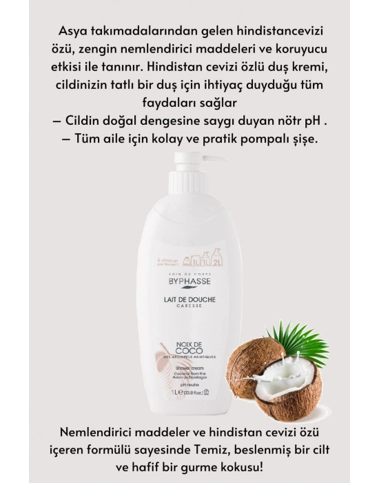 Byphasse Caresse Hindistan Cevizi Özlü Duş Kremi 1 L