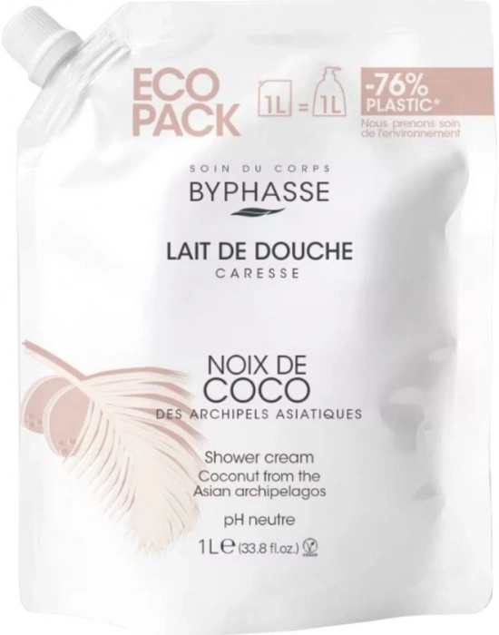 Byphasse Caresse Hindistan Cevizi Özlü Kremli Duş Jeli Ekonomik Yeniden Dolum Paketi 1 L