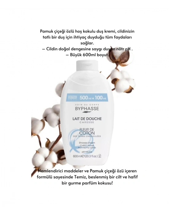 Byphasse Caresse Pamuk Çiçeği Özlü Kremli Duş Jeli 600 ML