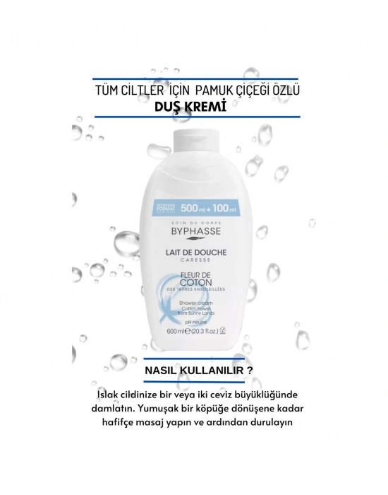 Byphasse Caresse Pamuk Çiçeği Özlü Kremli Duş Jeli 600 ML