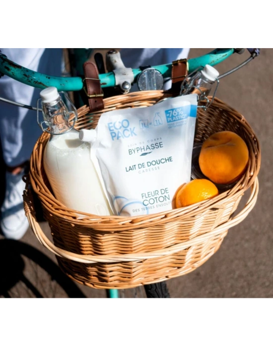 Byphasse Caresse Pamuk Çiçeği Özlü Kremli Duş Jeli Ekonomik Yeniden Dolum Paketi 1 L