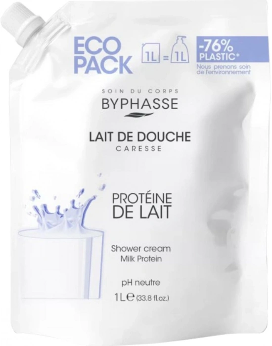 Byphasse Caresse Süt Proteinli Kremli Duş Jeli Ekonomik Yeniden Dolum Paketi 1 L