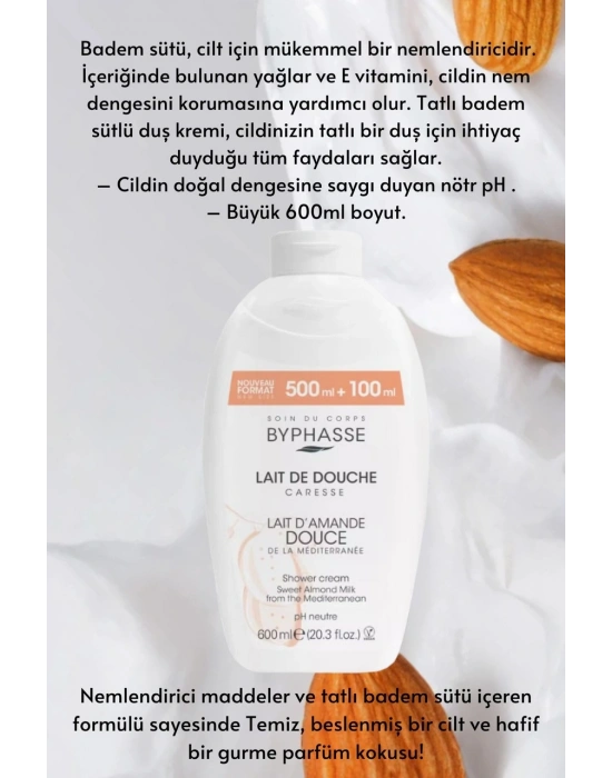 Byphasse Caresse Tatlı Badem Sütlü Kremli Duş Jeli 600 ML