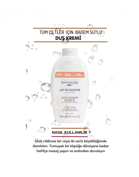 Byphasse Caresse Tatlı Badem Sütlü Kremli Duş Jeli 600 ML