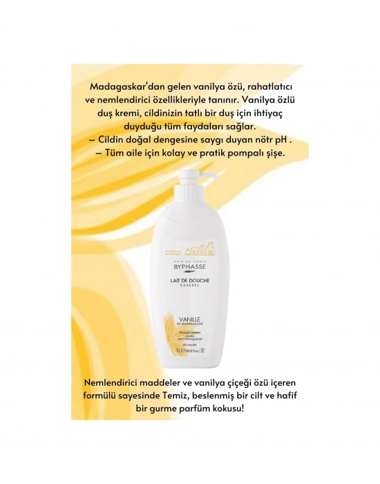 Byphasse Caresse Vanilya Çiçeği Özlü Duş Kremi 1 L